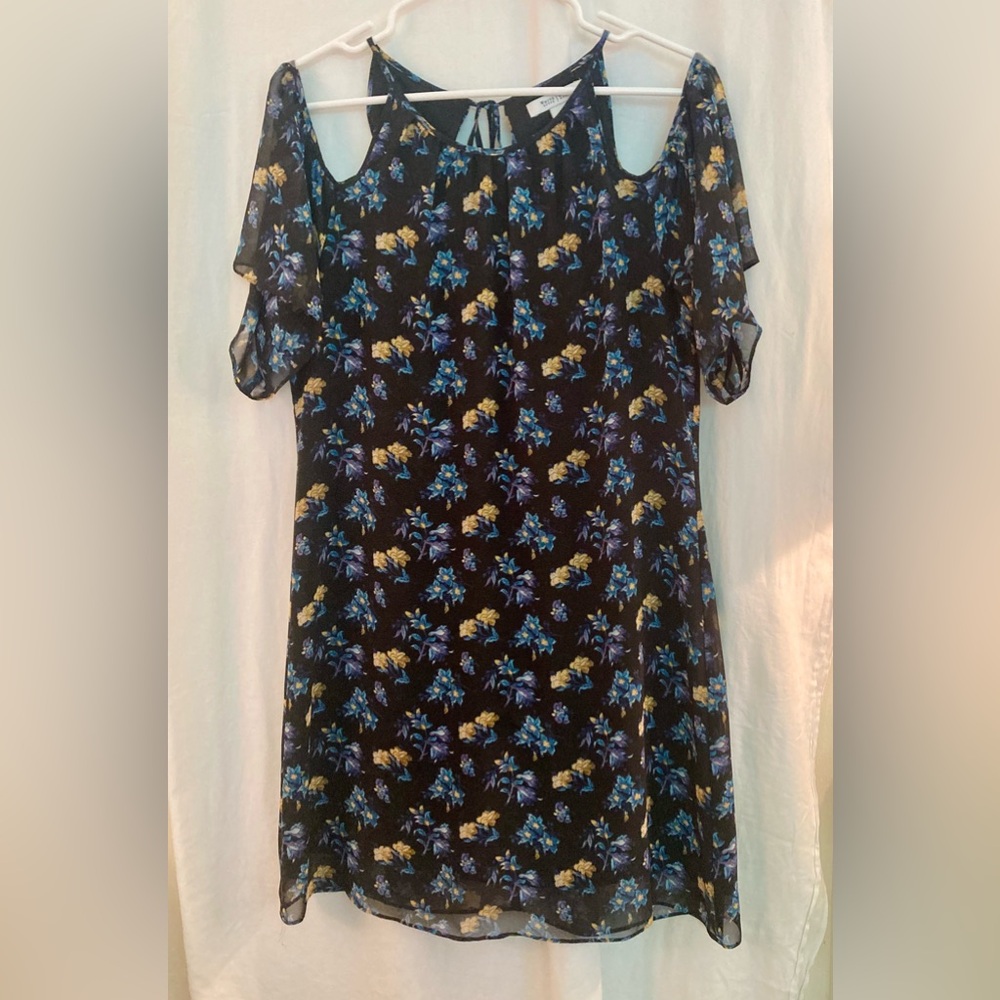 White House Black Market Floral Halter Top Cold Shoulder Summer Dress Size S